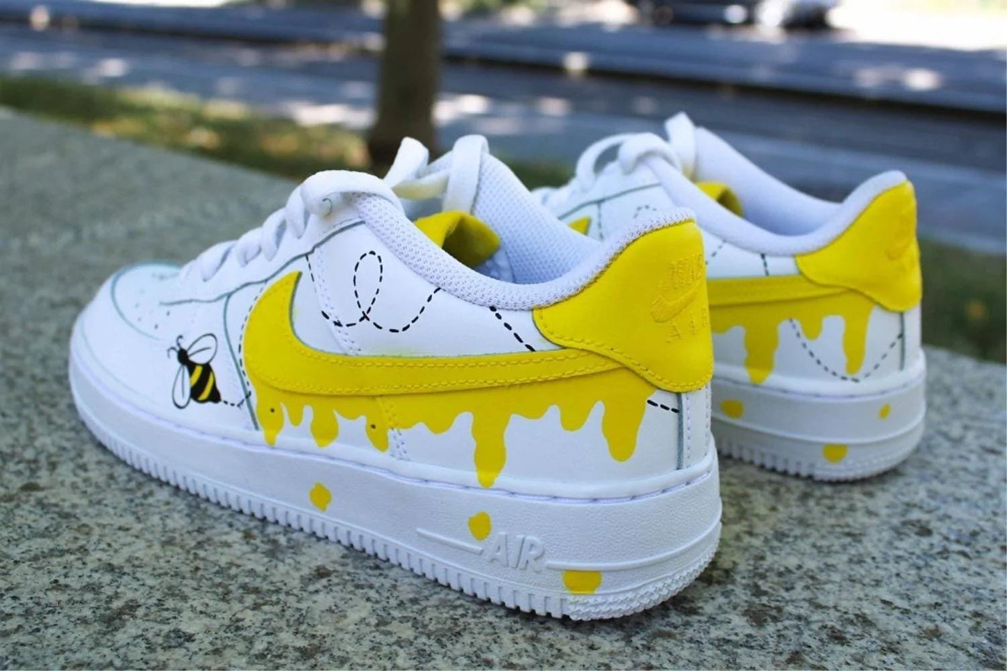 Custom Hand-Painted Honey Bee Air Force 1 Sneakers | UK85