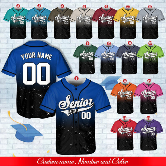 Senior 2015 Baseball Jersey, Custom Glitter Name And Number Baseball Jersey, Personalized Jersey, Class Off 2025, Graduation, Senior Gifts | HL16