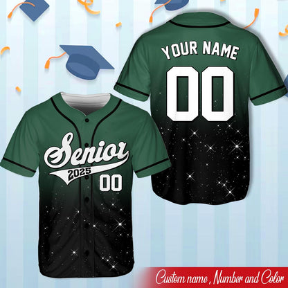 Senior 2015 Baseball Jersey, Custom Glitter Name And Number Baseball Jersey, Personalized Jersey, Class Off 2025, Graduation, Senior Gifts | HL16