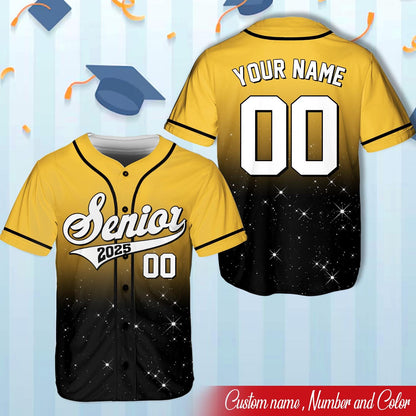 Senior 2015 Baseball Jersey, Custom Glitter Name And Number Baseball Jersey, Personalized Jersey, Class Off 2025, Graduation, Senior Gifts | HL16
