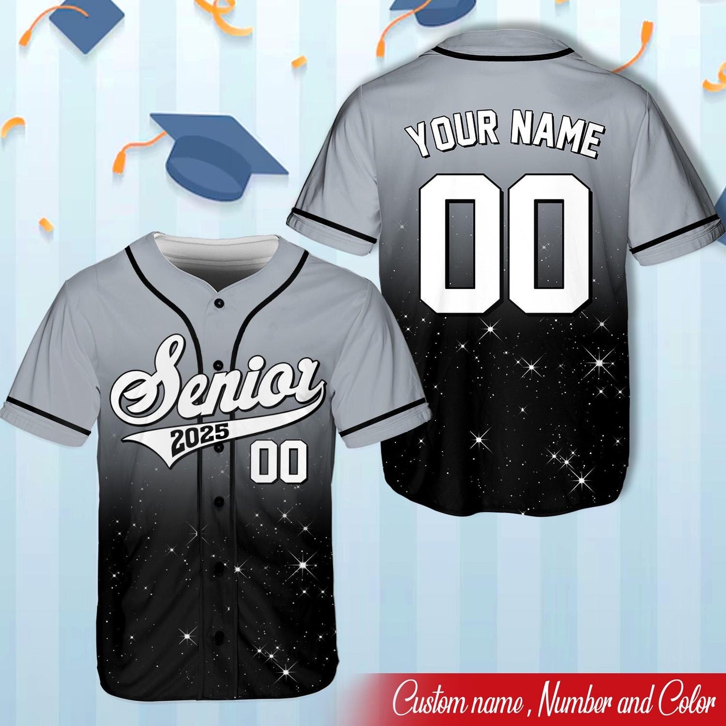 Senior 2015 Baseball Jersey, Custom Glitter Name And Number Baseball Jersey, Personalized Jersey, Class Off 2025, Graduation, Senior Gifts | HL16
