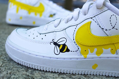 Custom Hand-Painted Honey Bee Air Force 1 Sneakers | UK85