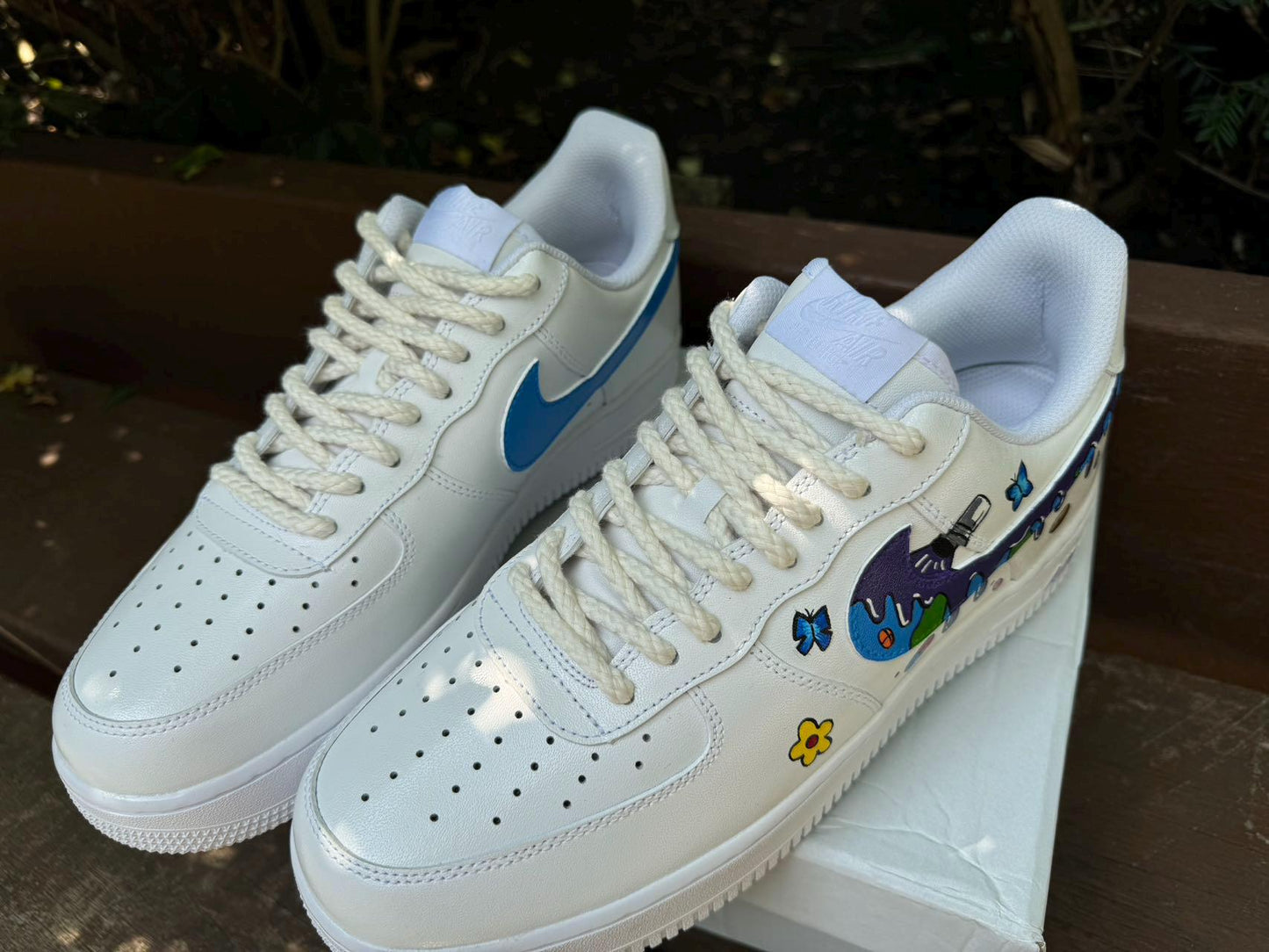 Hand Painted Air Force 1 Sneakers:Custom Juice Wrld Drip Cartoon Street Style AF1 white personalized gift design wedding fashion trainers | LH37