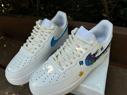 Hand Painted Air Force 1 Sneakers:Custom Juice Wrld Drip Cartoon Street Style AF1 white personalized gift design wedding fashion trainers | LH37
