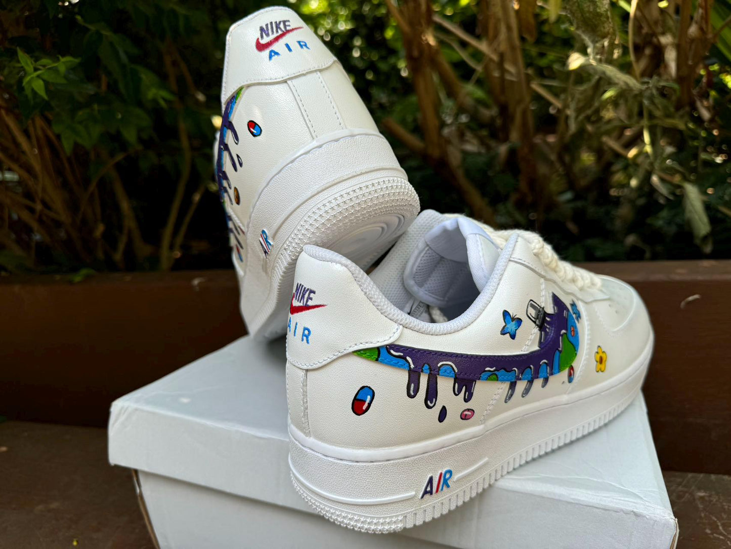 Hand Painted Air Force 1 Sneakers:Custom Juice Wrld Drip Cartoon Street Style AF1 white personalized gift design wedding fashion trainers | LH37
