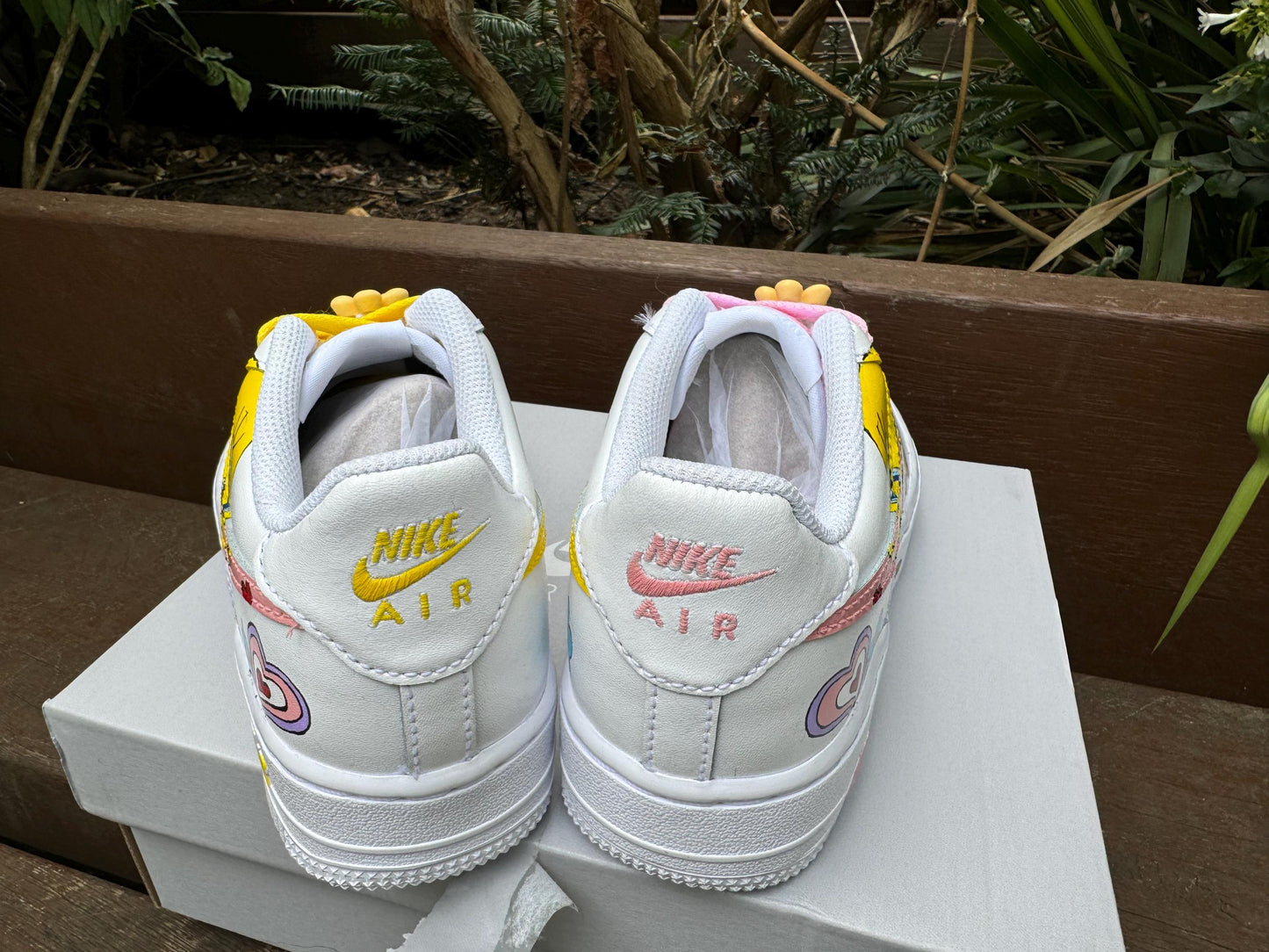 Hand Painted Air Force 1 Sneakers: Tweety Bird Cartoon Shoes AF1 white personalized gift design wedding fashion trainers anime shoes | VL91