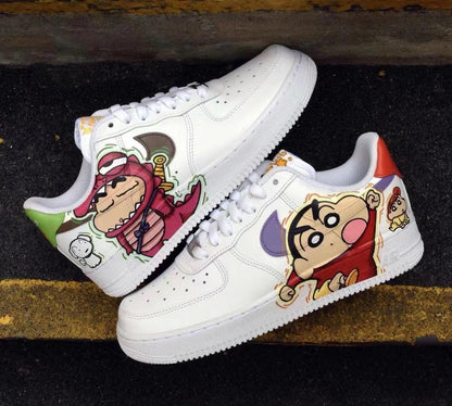 Hand-Painted Air Force 1 Sneakers: Crayon Shin-chan Anime Shoes | YB76