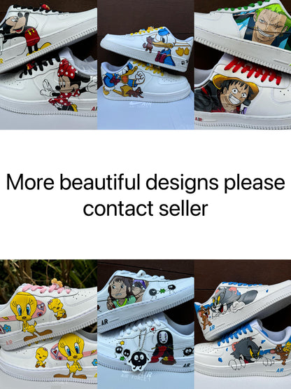 Hand-Painted Stitch Air Force 1: Custom Cartoon Sneakers AF1 white personalized gift design wedding fashion shoes anime trainers | ON13