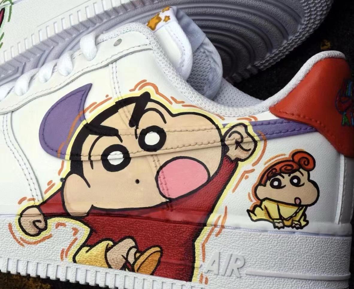 Hand-Painted Air Force 1 Sneakers: Crayon Shin-chan Anime Shoes | YB76