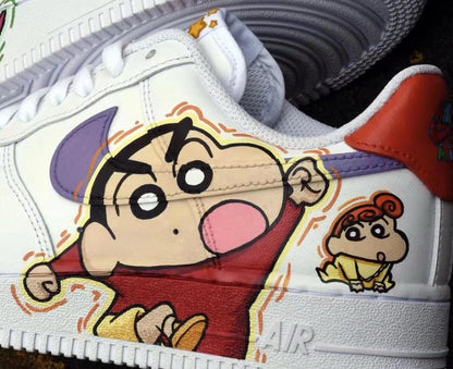 Hand-Painted Air Force 1 Sneakers: Crayon Shin-chan Anime Shoes | YB76