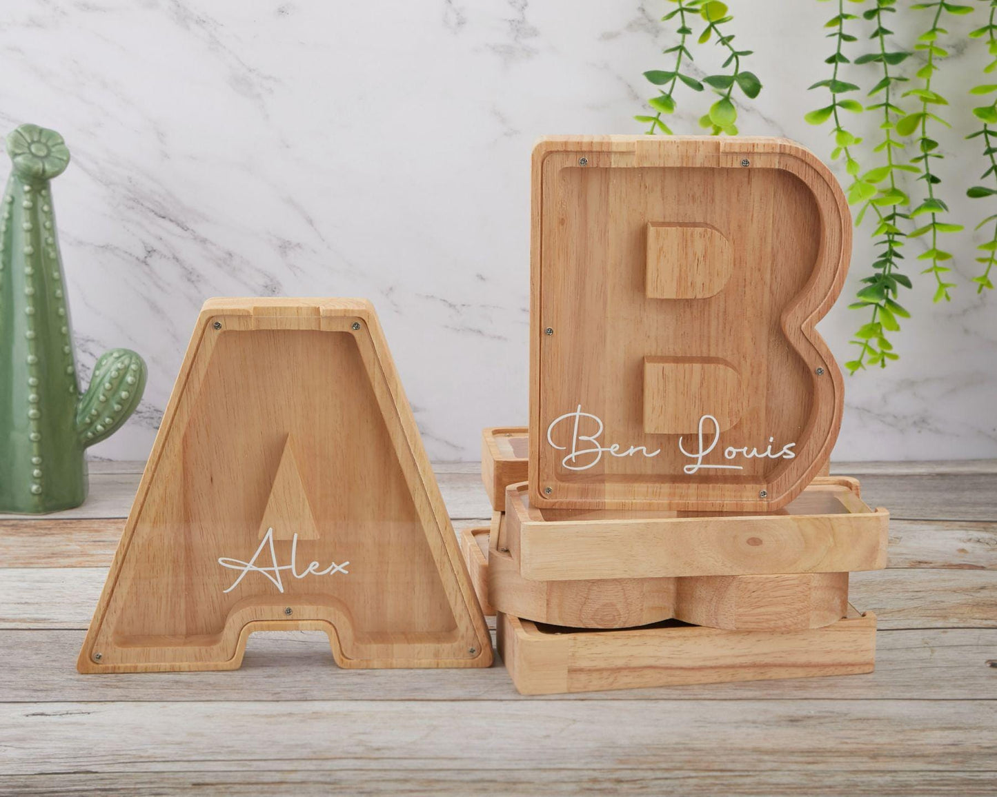 Wooden Letter Piggy Bank, Wooden Money Box, Custom Initial Coin Bank, Name Piggy Bank, Money Box, Gift for Child, Baby Boy Gift, Baby Gift