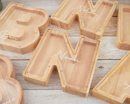 Wooden Letter Piggy Bank, Wooden Money Box, Custom Initial Coin Bank, Name Piggy Bank, Money Box, Gift for Child, Baby Boy Gift, Baby Gift