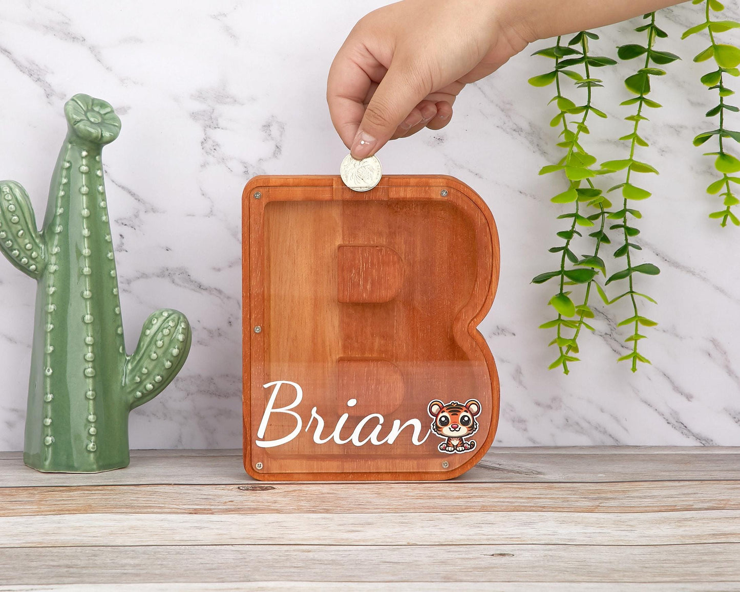 Custom Name Coin Bank,Personalized walnut piggy bank,Initial Money Box,Wood piggy bank,Unique Baby Shower Gift,Nursery Decor,Gift For Child