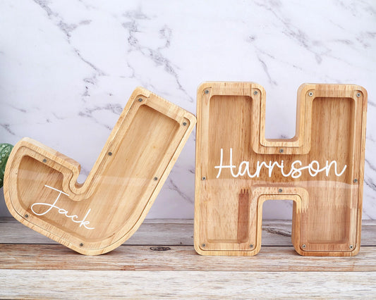 Wooden Letter Piggy Bank,Wooden Money Box,Custom Initial Coin Bank,Name Piggy Bank, Money Box,Name Piggy Bank,Money Box,Gift for Child