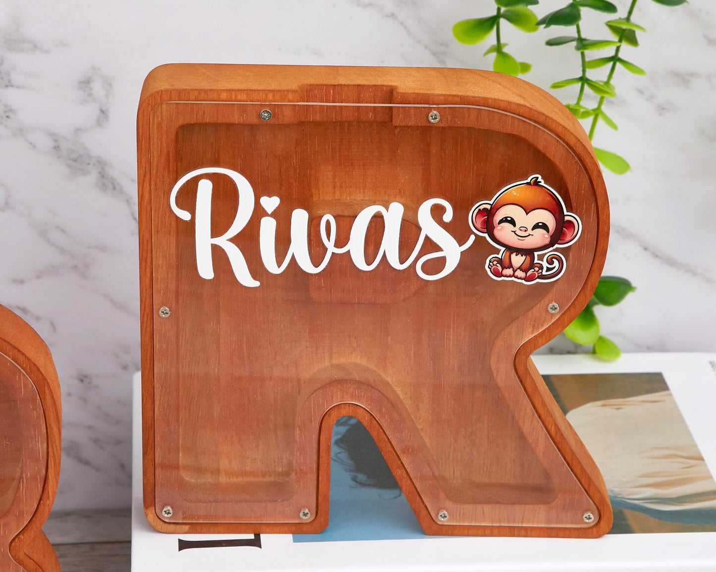 Custom Name Coin Bank,Personalized walnut piggy bank,Initial Money Box,Wood piggy bank,Unique Baby Shower Gift,Nursery Decor,Gift For Child