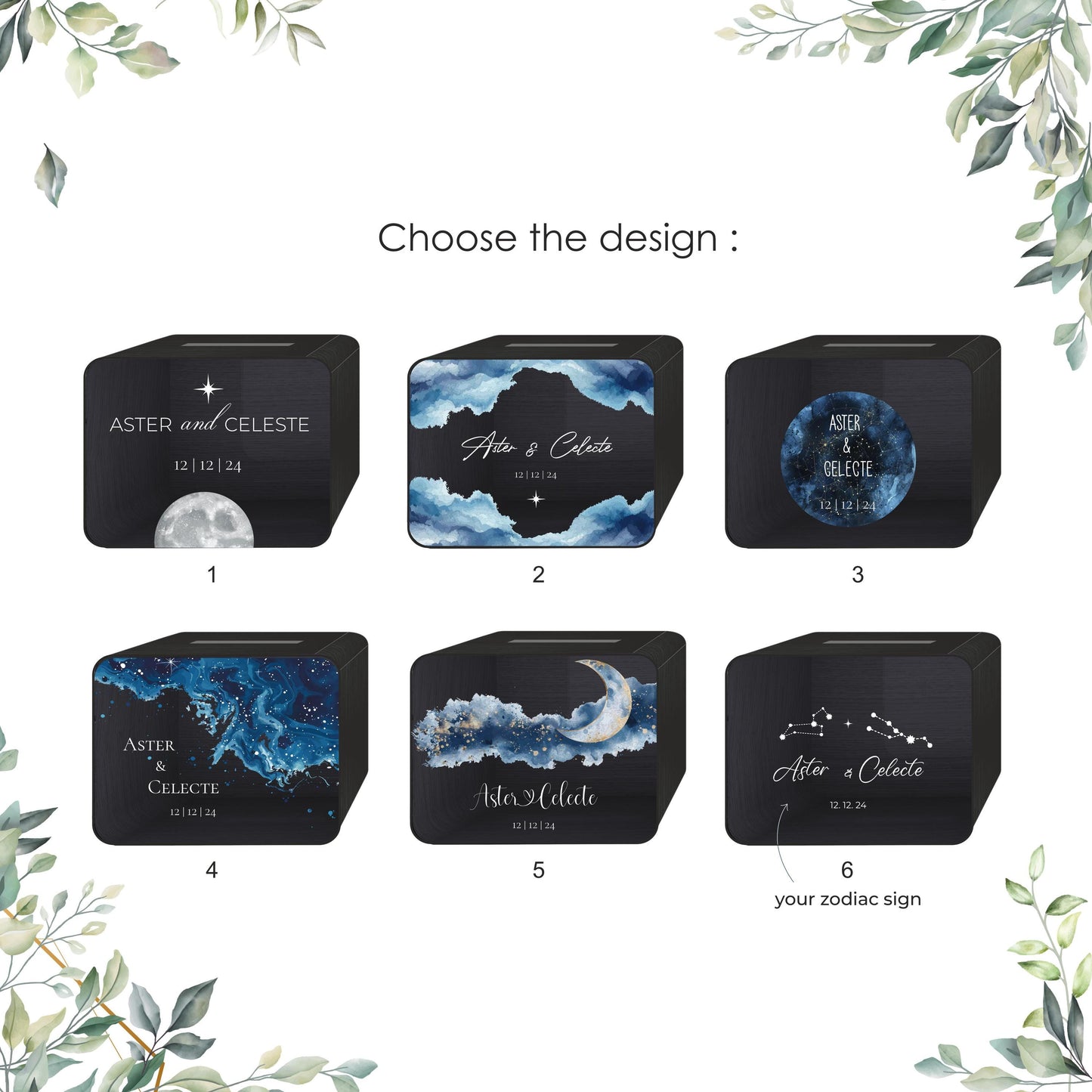 Celestial Wedding Card Box: Galaxy Theme, Custom Starry Decor