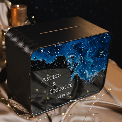 Celestial Wedding Card Box: Galaxy Theme, Custom Starry Decor
