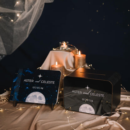 Celestial Wedding Card Box: Galaxy Theme, Custom Starry Decor