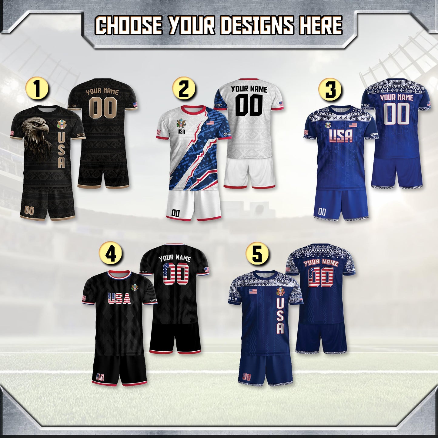 Personalized America Soccer Team Jersey For Men And Kid, Customized American Soccer Jersey, Custom USA Jersey, USA Soccer Jersey Team | RO43