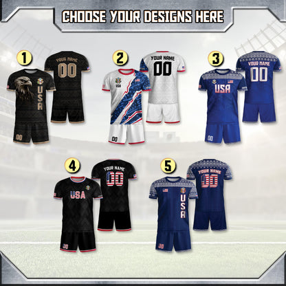 Personalized America Soccer Team Jersey For Men And Kid, Customized American Soccer Jersey, Custom USA Jersey, USA Soccer Jersey Team | RO43