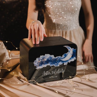 Celestial Wedding Card Box: Galaxy Theme, Custom Starry Decor