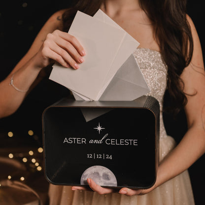 Celestial Wedding Card Box: Galaxy Theme, Custom Starry Decor