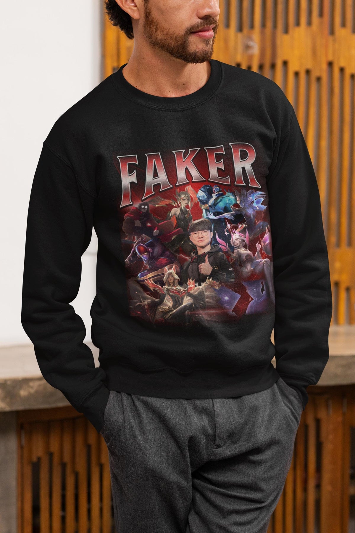Faker League of Legends Sweatshirt: T1 Bootleg LoL Esports Fan Apparel | LE19