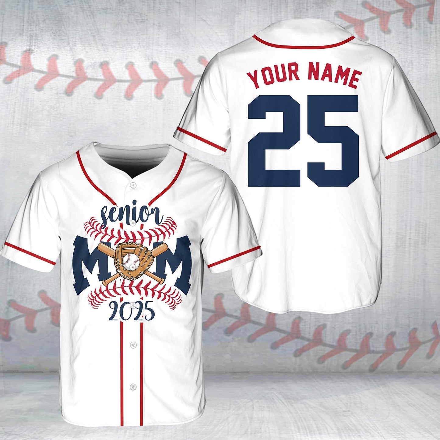 Senior MOM 2025 Baseball Jersey, Custom Name Baseball Jersey, Personalized Jersey, Gift For Women, Funny Shirt, Mom Gifts, Senior Gifts | CZ36