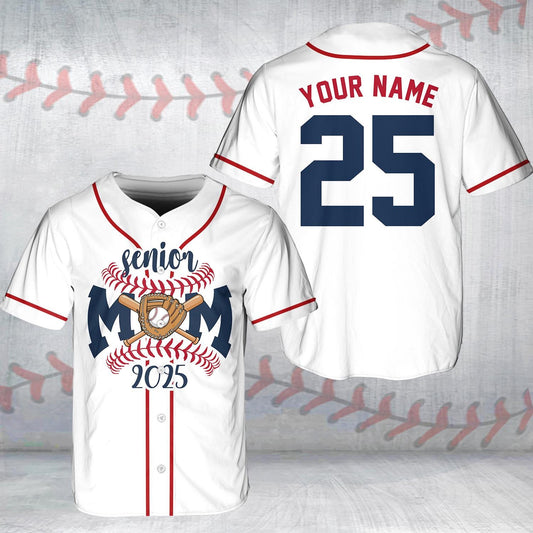 Senior MOM 2025 Baseball Jersey, Custom Name Baseball Jersey, Personalized Jersey, Gift For Women, Funny Shirt, Mom Gifts, Senior Gifts | CZ36