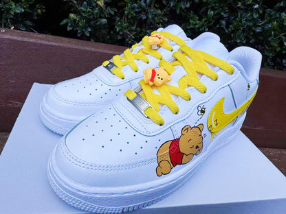 Hand Painted Winnie the Pooh AF1 Sneakers: Custom Anime Street Style | IU94