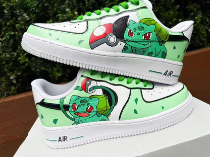 custom hand painted air force1.af1 pokemon Bulbasaur cartoons street style anime wedding shoes trendy trainers high fashion sneakers | WU51