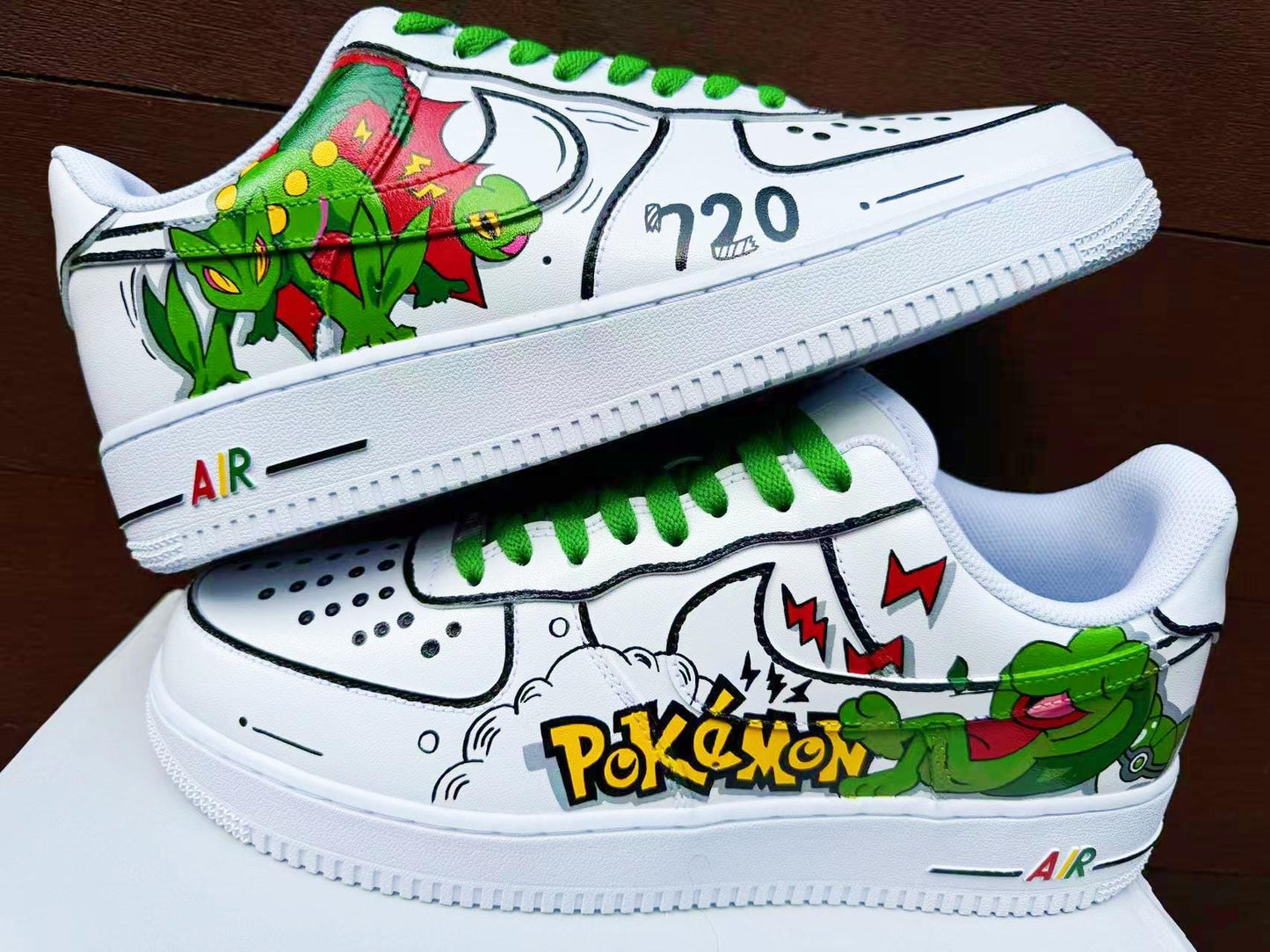 custom hand painted air force1.af1 pokemon Treecko cartoons street style anime wedding shoes trendy trainers high fashion sneakers | WT50
