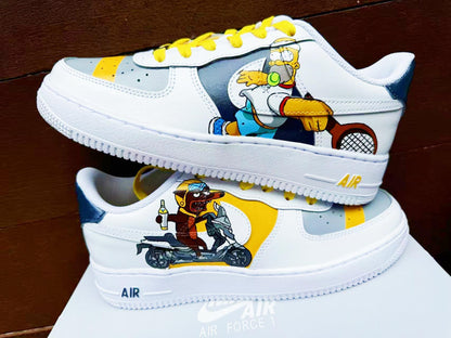Hand Painted Air Force 1 Sneakers: Custom Simpson Cartoons | PU16