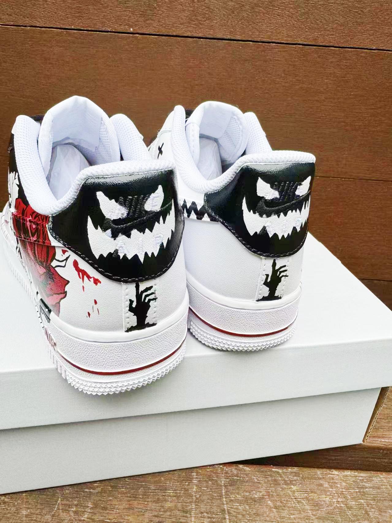Custom Hand-Painted AF1 Air Force 1 Halloween Skull gift Design shoes personalized white sneakers | HM19