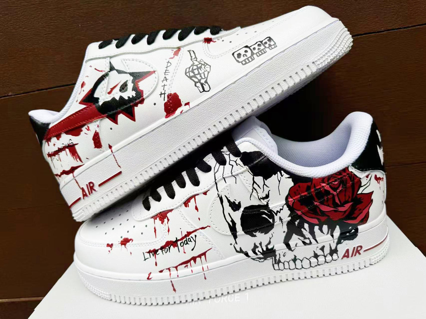 Custom Hand-Painted AF1 Air Force 1 Halloween Skull gift Design shoes personalized white sneakers | HM19