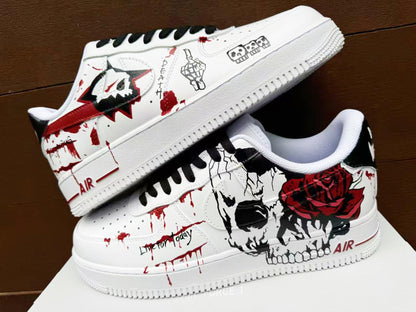 Custom Hand-Painted AF1 Air Force 1 Halloween Skull gift Design shoes personalized white sneakers | HM19