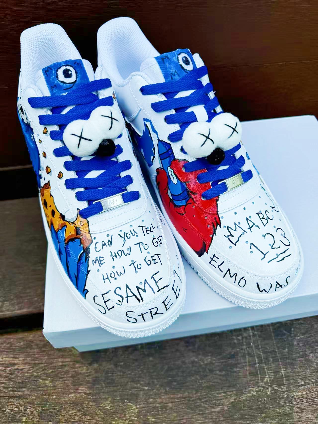 Hand-Painted Air Force 1 Sneakers: Custom Cartoon X mas AF1 cookie white personalized gift design wedding fashion trainers | MV74