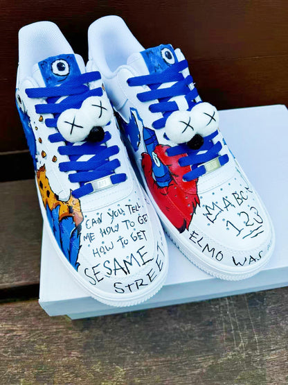 Hand-Painted Air Force 1 Sneakers: Custom Cartoon X mas AF1 cookie white personalized gift design wedding fashion trainers | MV74