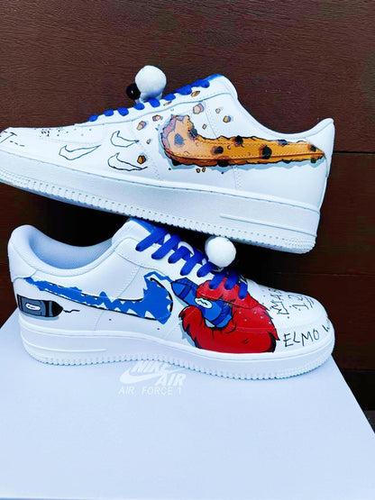 Hand-Painted Air Force 1 Sneakers: Custom Cartoon X mas AF1 cookie white personalized gift design wedding fashion trainers | MV74