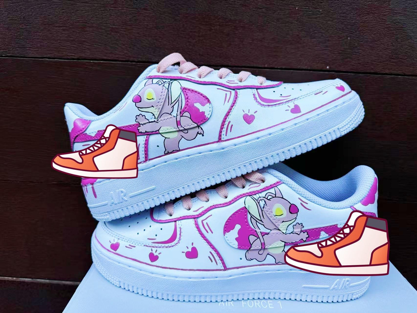 Hand-Painted Stitch Air Force 1 Sneakers: Custom Anime Shoes white personalized gift design wedding fashion street trainers anime shoes | GP31