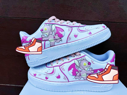 Hand-Painted Stitch Air Force 1 Sneakers: Custom Anime Shoes white personalized gift design wedding fashion street trainers anime shoes | GP31