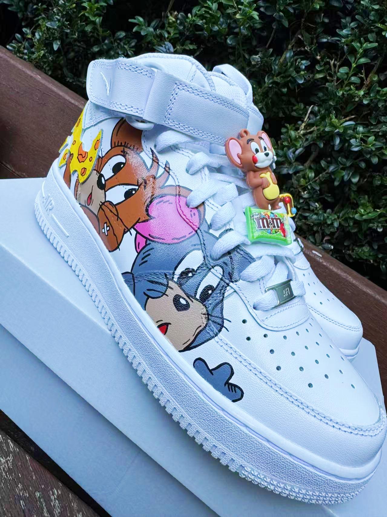 Hand Painted Tom & Jerry Air Force 1 Sneakers: Custom Cartoon Shoes | IM26