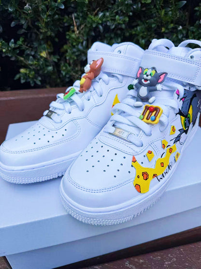 Hand Painted Tom & Jerry Air Force 1 Sneakers: Custom Cartoon Shoes | IM26