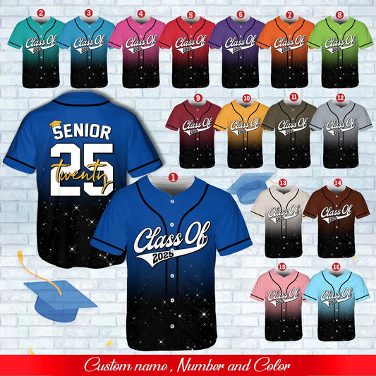 Senior 25 Baseball Jersey, Glitter Baseball Jersey, Personalized Jersey, Class Off 2025, Graduation, Senior Gifts | RW44