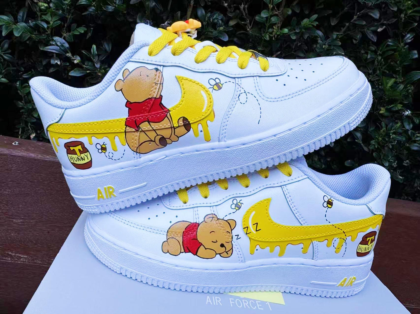 Hand Painted Winnie the Pooh AF1 Sneakers: Custom Anime Street Style | IU94