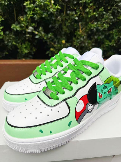 custom hand painted air force1.af1 pokemon Bulbasaur cartoons street style anime wedding shoes trendy trainers high fashion sneakers | WU51