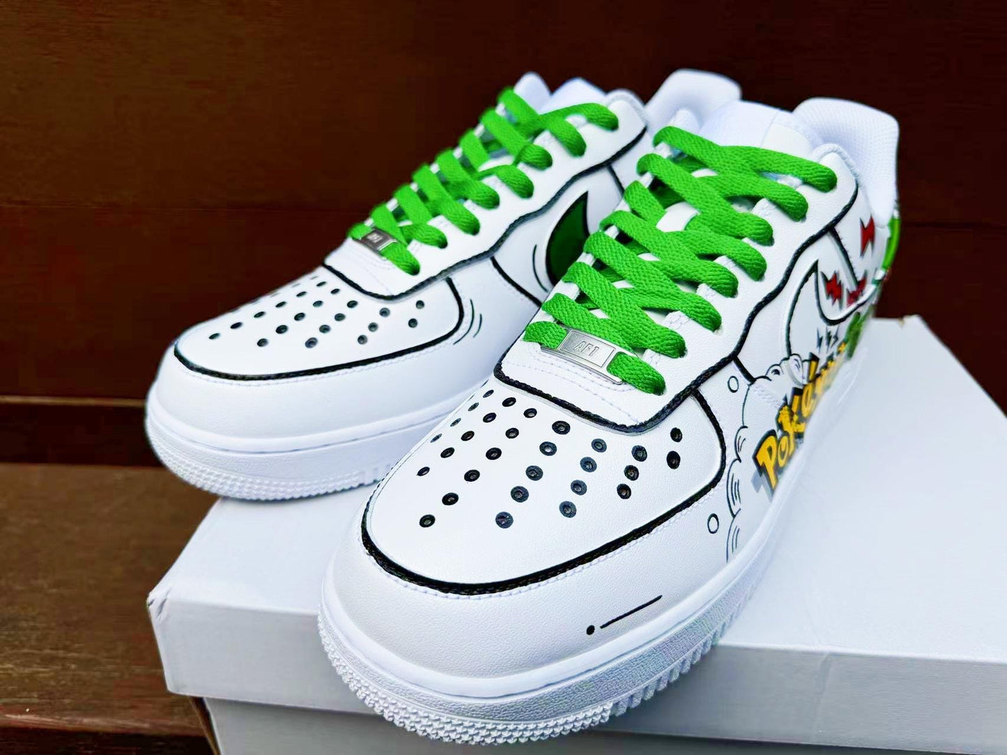 custom hand painted air force1.af1 pokemon Treecko cartoons street style anime wedding shoes trendy trainers high fashion sneakers | WT50