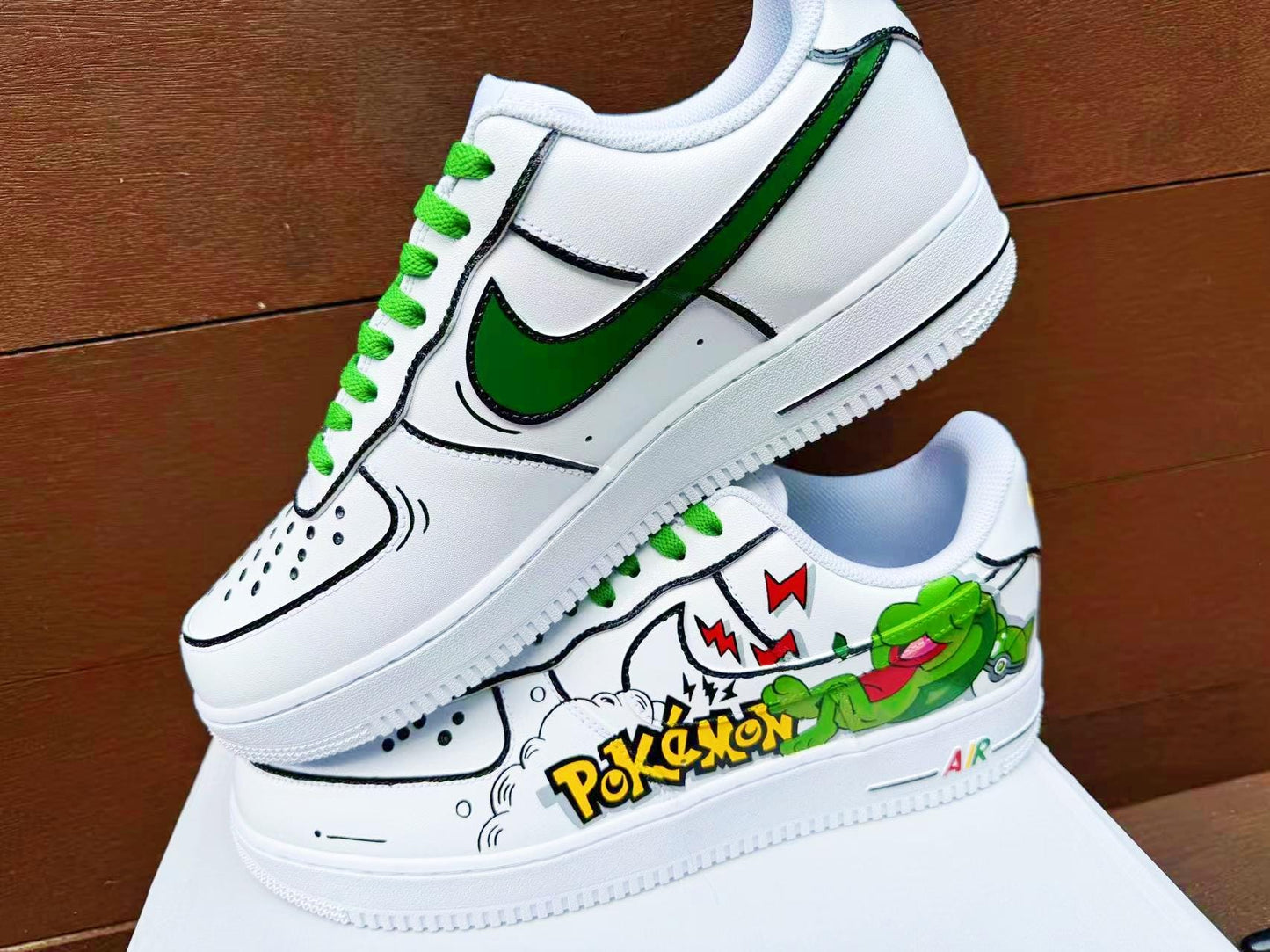 custom hand painted air force1.af1 pokemon Treecko cartoons street style anime wedding shoes trendy trainers high fashion sneakers | WT50