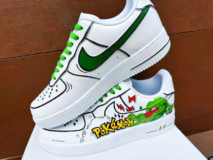 custom hand painted air force1.af1 pokemon Treecko cartoons street style anime wedding shoes trendy trainers high fashion sneakers | WT50