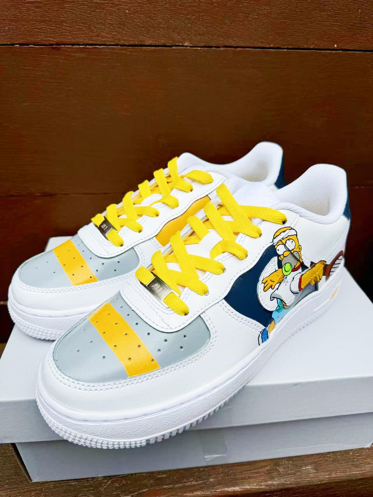 Hand Painted Air Force 1 Sneakers: Custom Simpson Cartoons | PU16